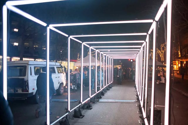 Tunel led cuadrado para ingresos de eventos y ferias