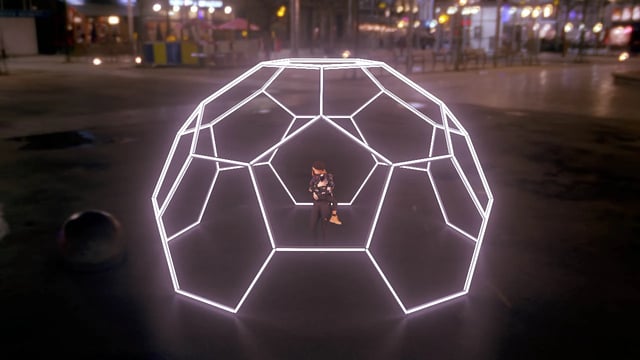 Balón de futbol gigante en neon led ideal para zonas de experiencias