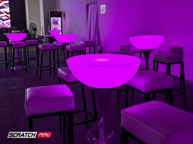 Mesa alta led para eventos, mesa alta led rgb