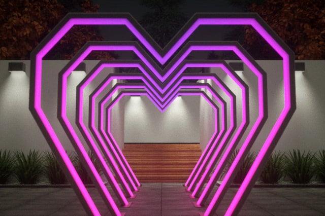 Tunel corazon led para ingresos a eventos