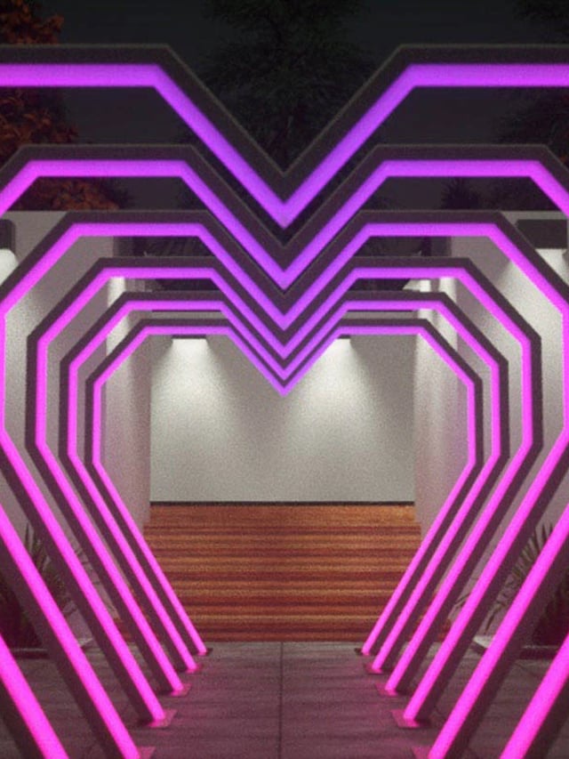 Tunel corazon led para ingresos a eventos