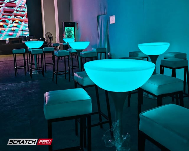 Mesa alta led para eventos, mesa alta led rgb