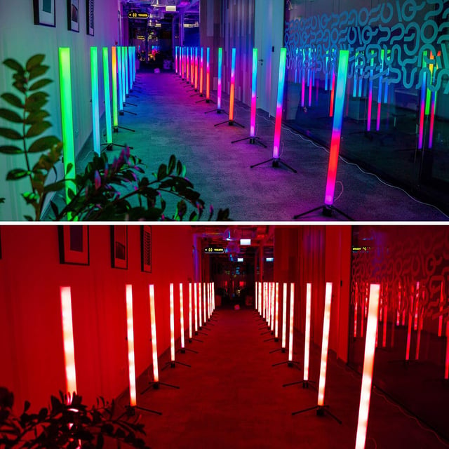 Tubos pixel led RGB 360 verticales controlados con madrix 5