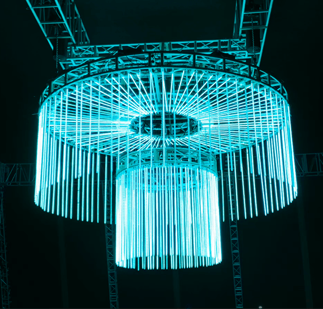 Lamparas centrales de tubos led controladas con madrix