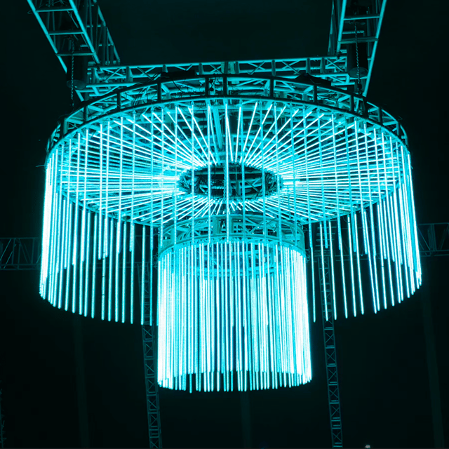 Lamparas centrales de tubos led controladas con madrix